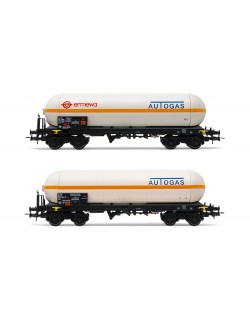 SET 2 CARRI CISTERNA A CARRELLI TIPO ZAGKKS "AUTOGAS", LIVREA BIANCA CON FASCIO ARANCIO FS, EP. V RIVAROSSI HR6511