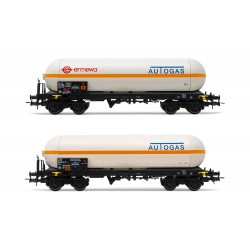 SET 2 CARRI CISTERNA A CARRELLI TIPO ZAGKKS "AUTOGAS", LIVREA BIANCA CON FASCIO ARANCIO FS, EP. V RIVAROSSI HR6511