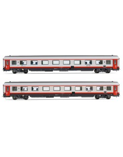 SET 2 CARROZZE GRAN CONFORT FRECCIABIANCA RISTRUTTURATE, LIVREA "FRECCIABIANCA" CON PORTE ROSSE, EP. VI HR4351