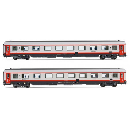 SET 2 CARROZZE GRAN CONFORT FRECCIABIANCA RISTRUTTURATE, LIVREA "FRECCIABIANCA" CON PORTE ROSSE, EP. VI HR4351