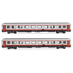 SET 2 CARROZZE GRAN CONFORT FRECCIABIANCA RISTRUTTURATE, LIVREA "FRECCIABIANCA" CON PORTE ROSSE, EP. VI HR4351