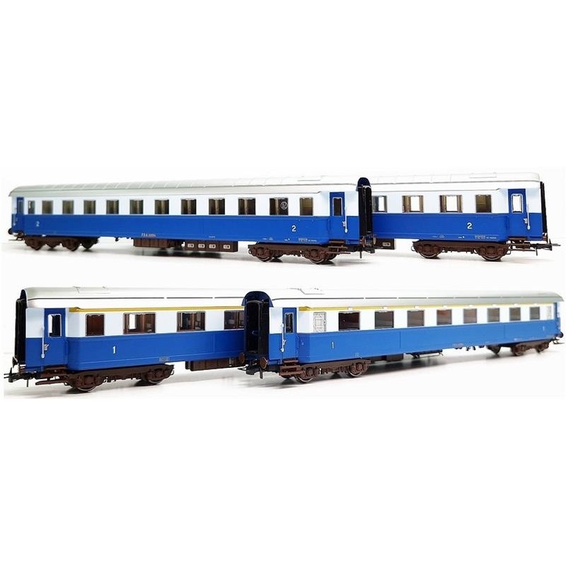 RIVAROSSI HR4324 SET QUATTRO CARROZZE "TRENO AZZURRO", LIVREA BLU/CELESTE EP. III
