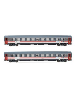 SET 2 CARROZZE UIC-Z1 RISTRUTTURATE, LIVREA "INTERCITY GIORNO", CON FASCIA GRIGIA. EP. VI RIVAROSSI HR4356