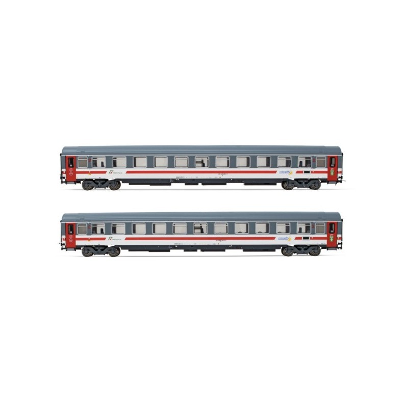 RIVAROSSI HR4356 SET 2 CARROZZE UIC-Z1 RISTRUTTURATE, LIVREA "INTERCITY GIORNO", CON FASCIA GRIGIA. EP. VI