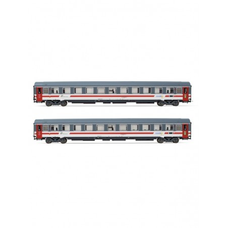 SET 2 CARROZZE UIC-Z1 RISTRUTTURATE, LIVREA "INTERCITY GIORNO", CON FASCIA GRIGIA. EP. VI RIVAROSSI HR4356