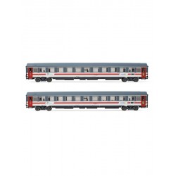 RIVAROSSI HR4356 SET 2 CARROZZE UIC-Z1 RISTRUTTURATE, LIVREA "INTERCITY GIORNO", CON FASCIA GRIGIA. EP. VI