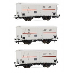 RIVAROSSI HR6561 SET 3 CARRI REFRIGERANTI A 2 ASSI TIPO Hgb, UNO CON GARITTA, LIVREA BIANCA CON FASCIA BIANCA, EP. IIIa