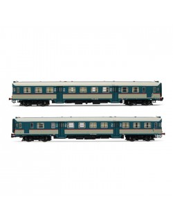 SET 2 AUTOMOTRICI DIESEL ALN 668 1919 + 1095, LIVREA BLU/BEIGE, VETRI PIANI, EP. IV-V LIMA EXPERT HL2653