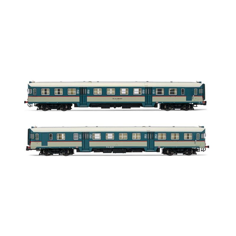 SET 2 AUTOMOTRICI DIESEL ALN 668 1071 + 1037, LIVREA BLU/BEIGE, VETRI CURVI, EP. IV-V LIMA EXPERT HL2654