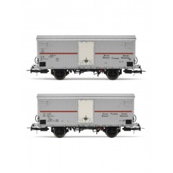 SET 2 CARRI REFRIGERANTI A 2 ASSI TIPO IFMS CON PORTELLONE METALLICO, LIVREA ALLUMINIO, FASCIA ROSSA, EP. IV RIVAROSSI HR6604