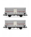 SET 2 CARRI REFRIGERANTI A 2 ASSI TIPO IFMS CON PORTELLONE METALLICO, LIVREA ALLUMINIO, FASCIA ROSSA, EP. IV RIVAROSSI HR6604