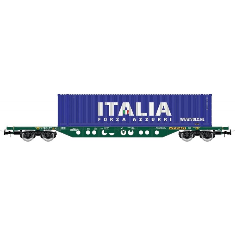 CARRO PORTA CONTAINER A CARRELLI TIPO SGNNS FS CEMAT, CON CONTAINER 45' "ITALIA", EP. V-VI RIVAROSSI HR6617