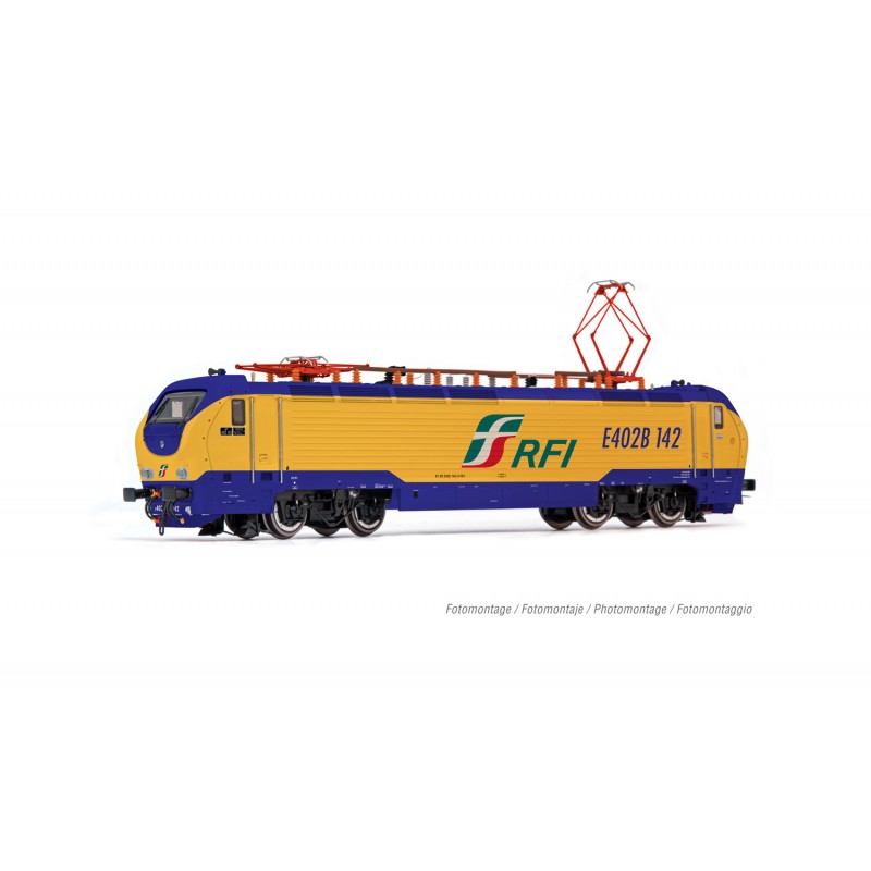 RIVAROSSI HR2905 LOCOMOTIVA ELETTRICA E402 142, LIVREA "RFI" GIALLO/BLU, EP. VI