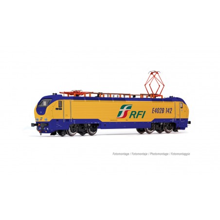 LOCOMOTIVA ELETTRICA E402 142, LIVREA "RFI" GIALLO/BLU, EP. VI RIVAROSSI HR2905