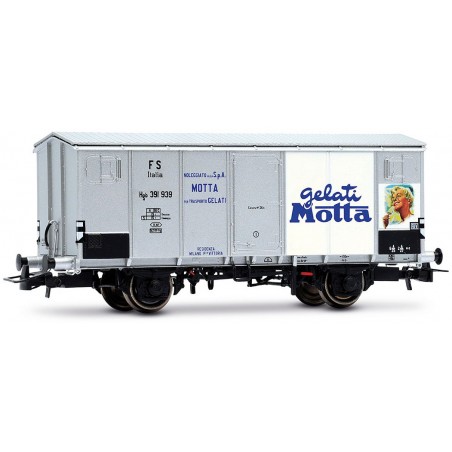 RIVAROSSI HR6711 FS CARRO REFRIGERANTE A 2 ASSI TIPO HGB CON CASSA METALLICA, LIVREA "GELATI MOTTA", EP. III