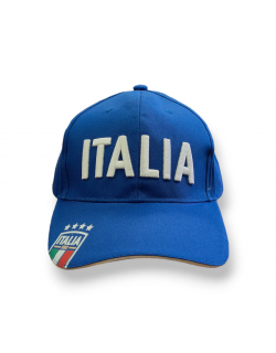 TALIA CAPPELLINO IN COTONE BLU RICAMATO MODELLO BASEBALL