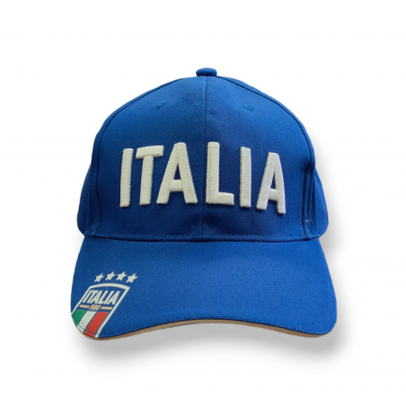 TALIA CAPPELLINO IN COTONE BLU RICAMATO MODELLO BASEBALL