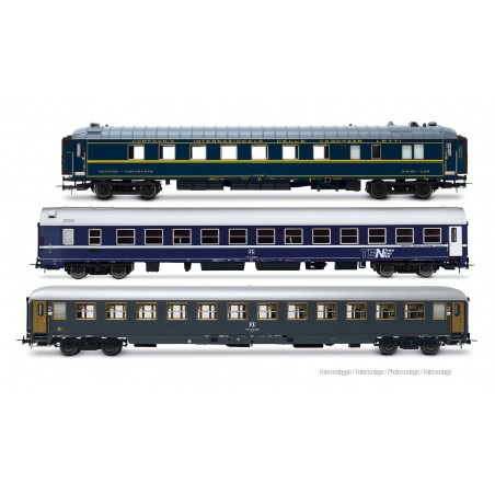 RIVAROSSI HR4410 SET 3 CARROZZE EXPRESS 234/235 "REMUS" ROMA - VIENNA, EP. IV