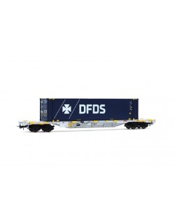 RIVAROSSI HR6704 HUPAC CARRO PORTA-CONTAINER A 4 ASSI SGNSS, LIVREA GRIGIA, CARICATO CON CONTANIER 45' "DFDS", EP. VI