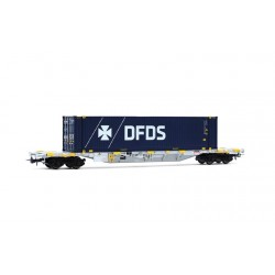 RIVAROSSI HR6704 HUPAC CARRO PORTA-CONTAINER A 4 ASSI SGNSS, LIVREA GRIGIA, CARICATO CON CONTANIER 45' "DFDS", EP. VI