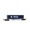 RIVAROSSI HR6704 HUPAC CARRO PORTA-CONTAINER A 4 ASSI SGNSS, LIVREA GRIGIA, CARICATO CON CONTANIER 45' "DFDS", EP. VI