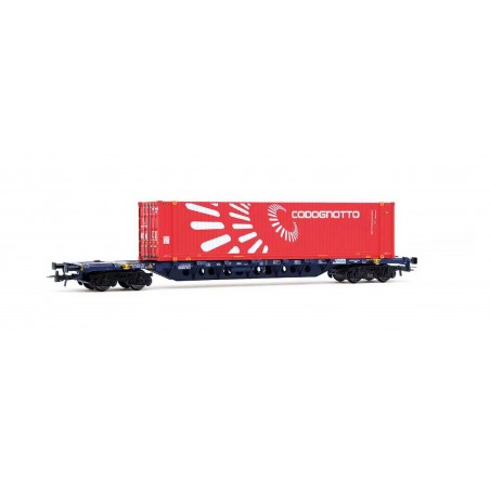 RIVAROSSI HR6705 MERCITALIA INTERMODAL CARRO PORTA-CONTAINER A 4 ASSI SGNSS, CARICATO CON CONTANIER 45' "CODOGNOTTO", EP. VI