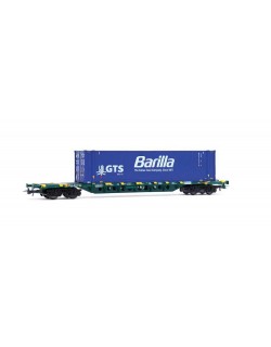 RIVAROSSI HR6706 MERCITALIA INTERMODAL CARRO PORTA-CONTAINER A 4 ASSI SGNSS, CARICATO CON CONTANIER 45' "GTS BARILLA", EP. VI