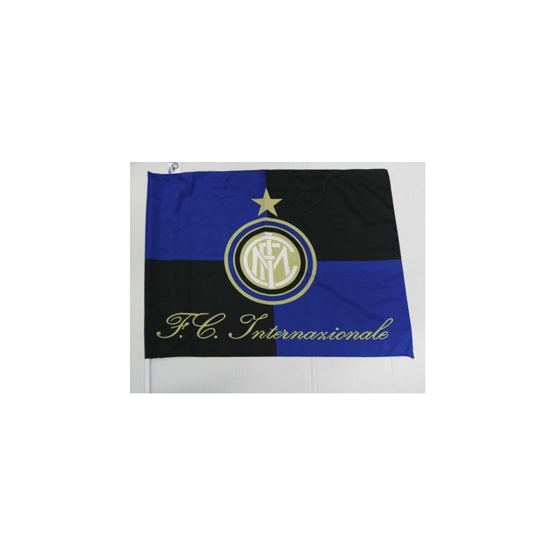 bandiera ufficiale con asta Internazionale F.C. Milano